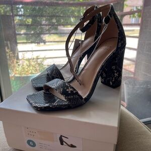 Snake print block heel